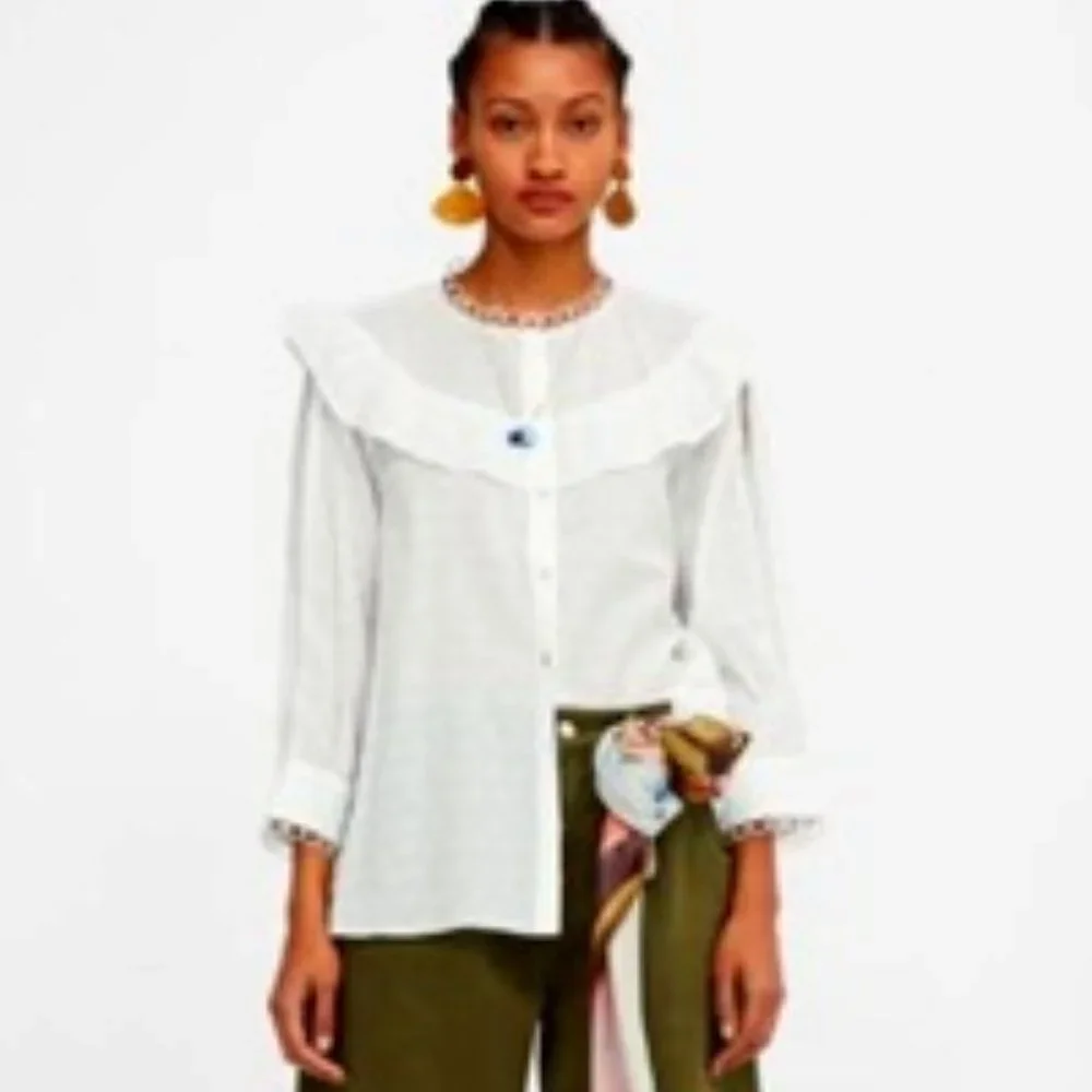 ZARA DOTTED MESH BLOUSE